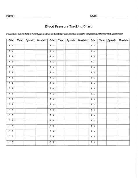 Printable Blood Pressure Charts